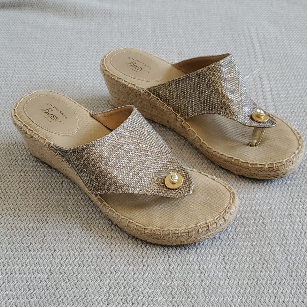 G.H. Bass & Co. Tan Espadrille Wedge Sandals